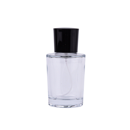 Elegant 75ml Glass Perfume Bottle with Sleek Black Cap High-White Crysrtal Clear Material